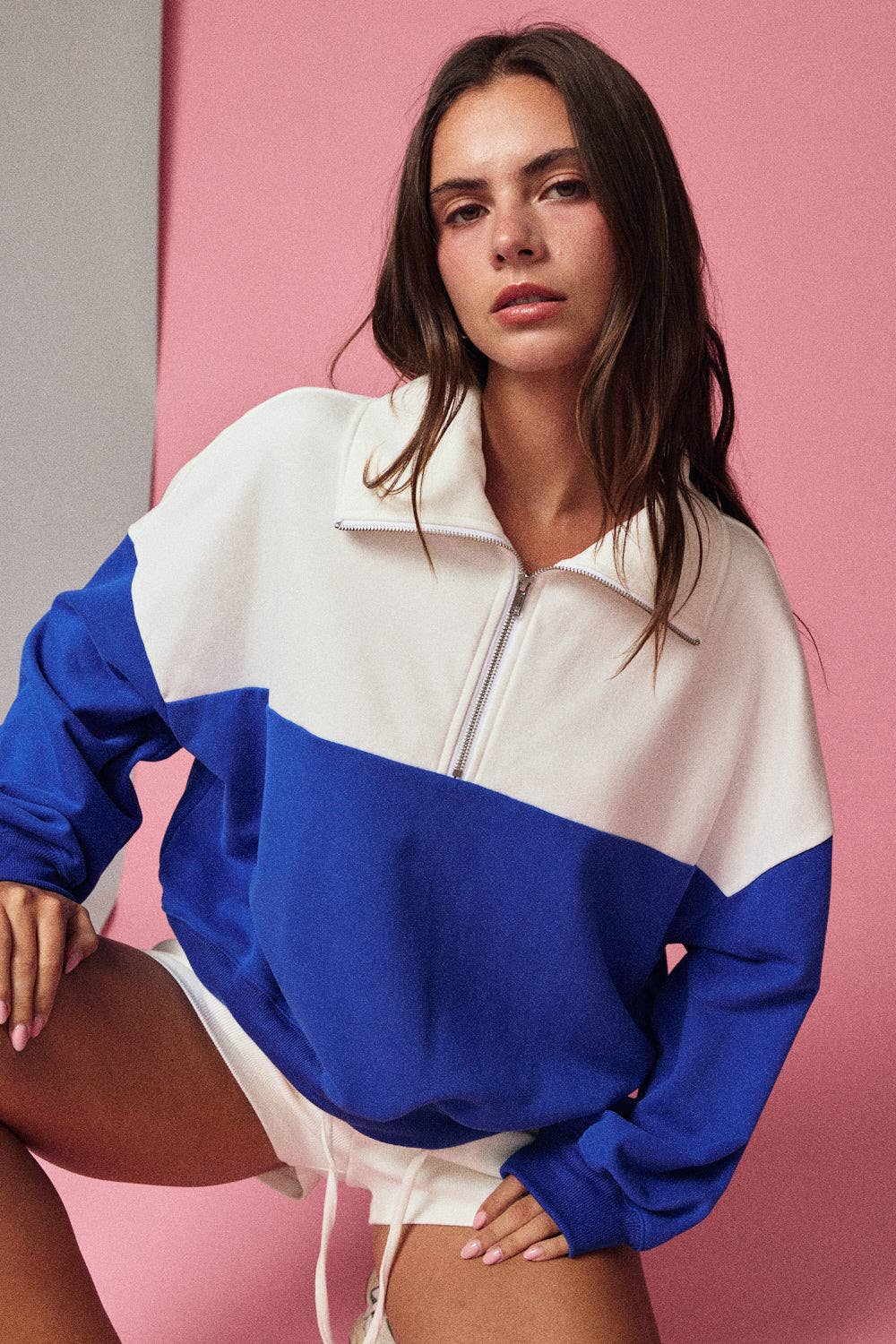 PT19501 - Colorblock Half Zip Pullover Relaxed Fit