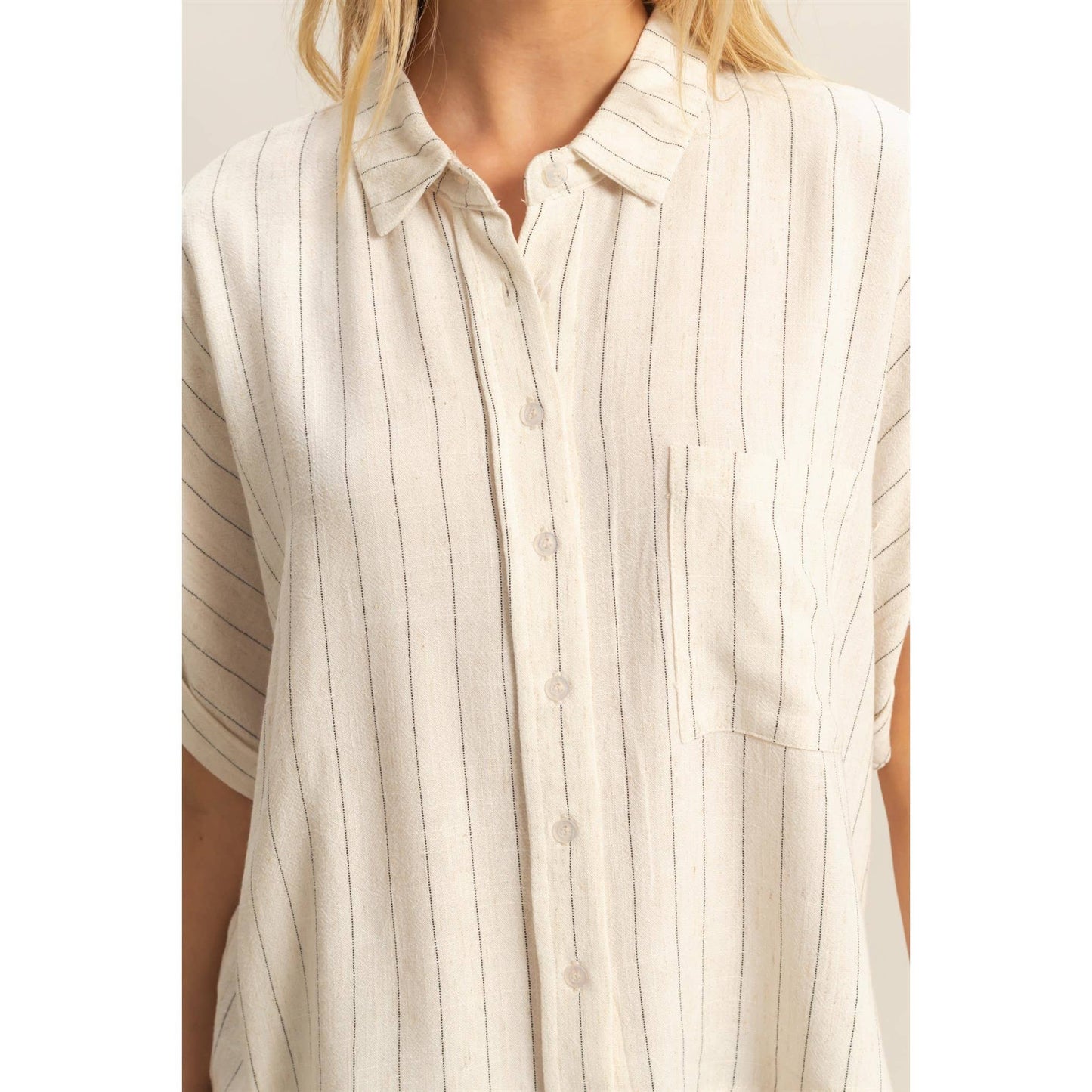 Linen Striped Button Down Shirt