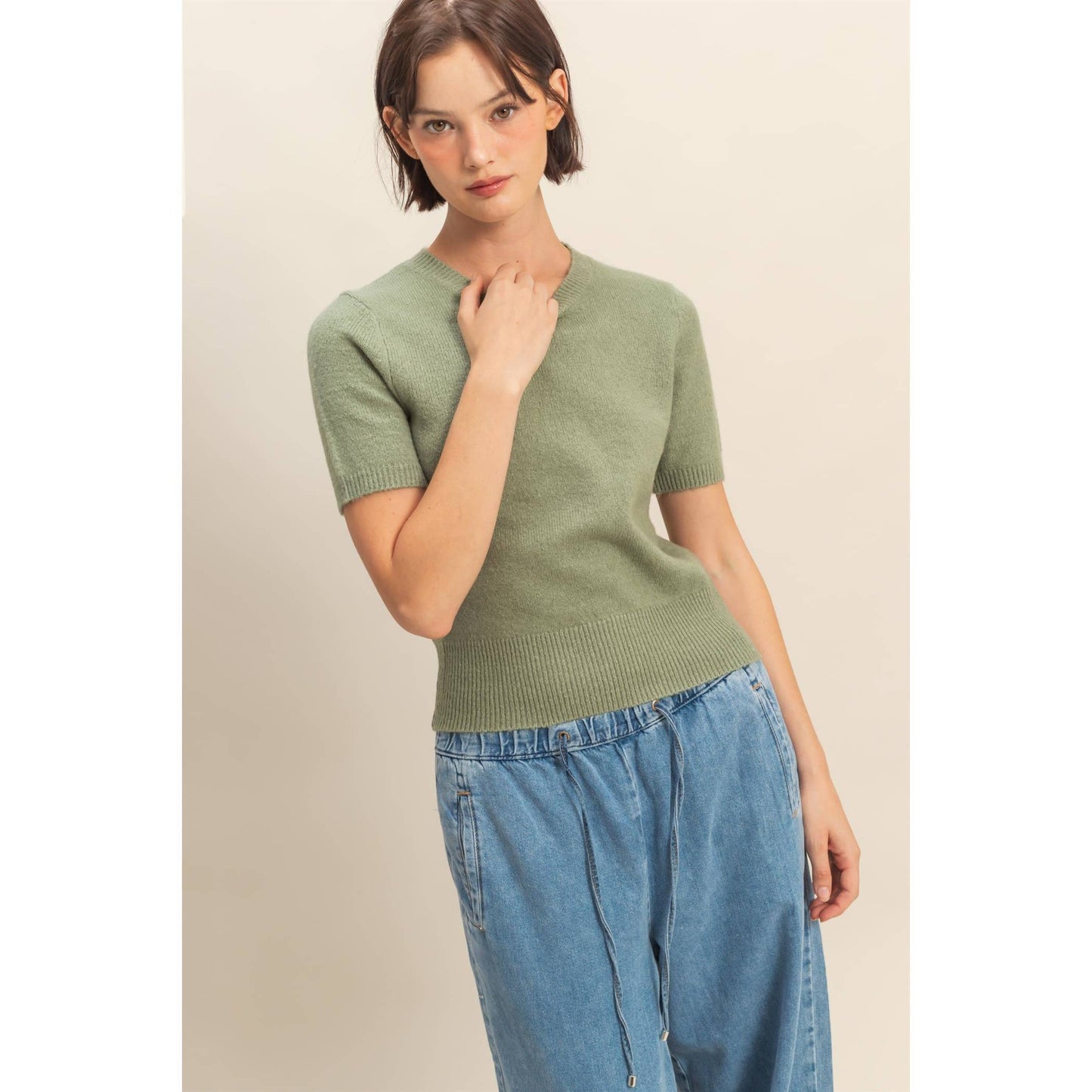 Short Sleeve Sweater Top