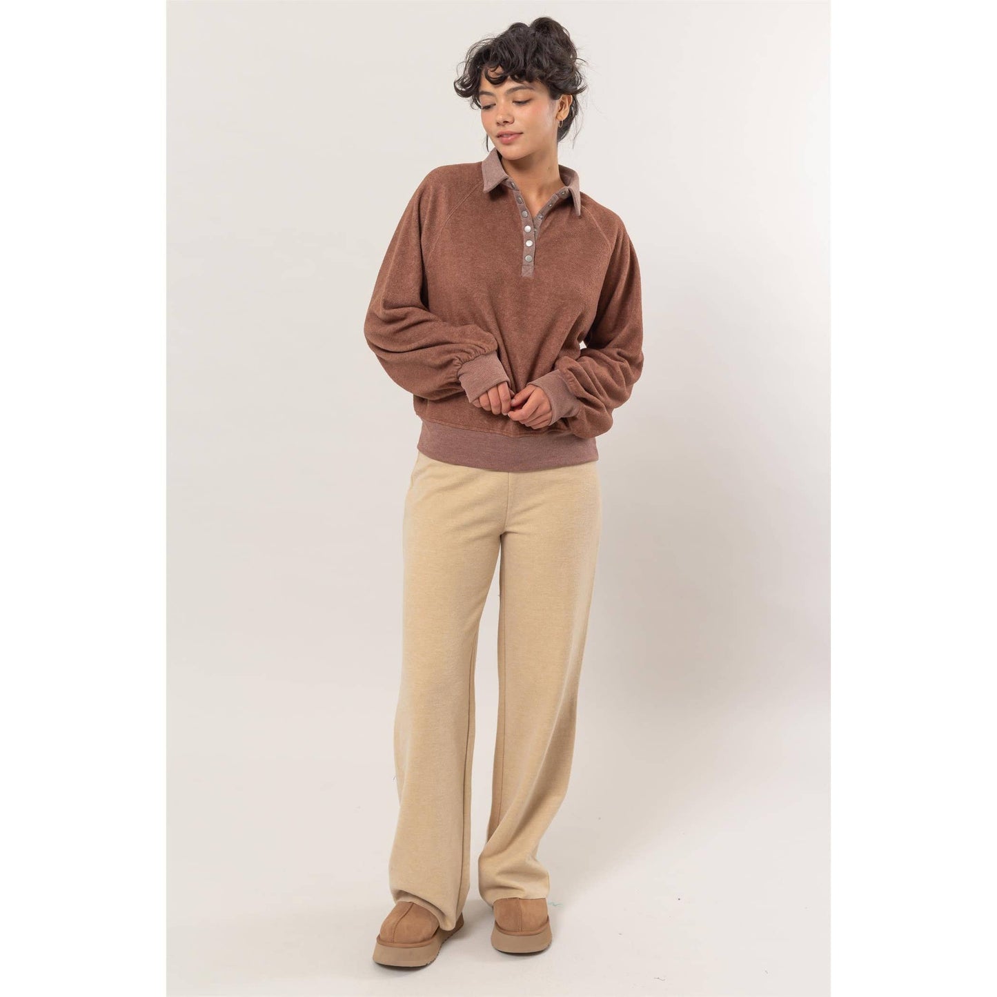 Collared Half-Button Sweatshirt