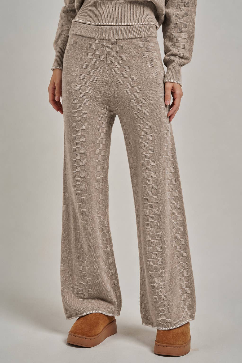 COZY TEXTURED GEOMETRIC SWEATER LOUNGE PANTS