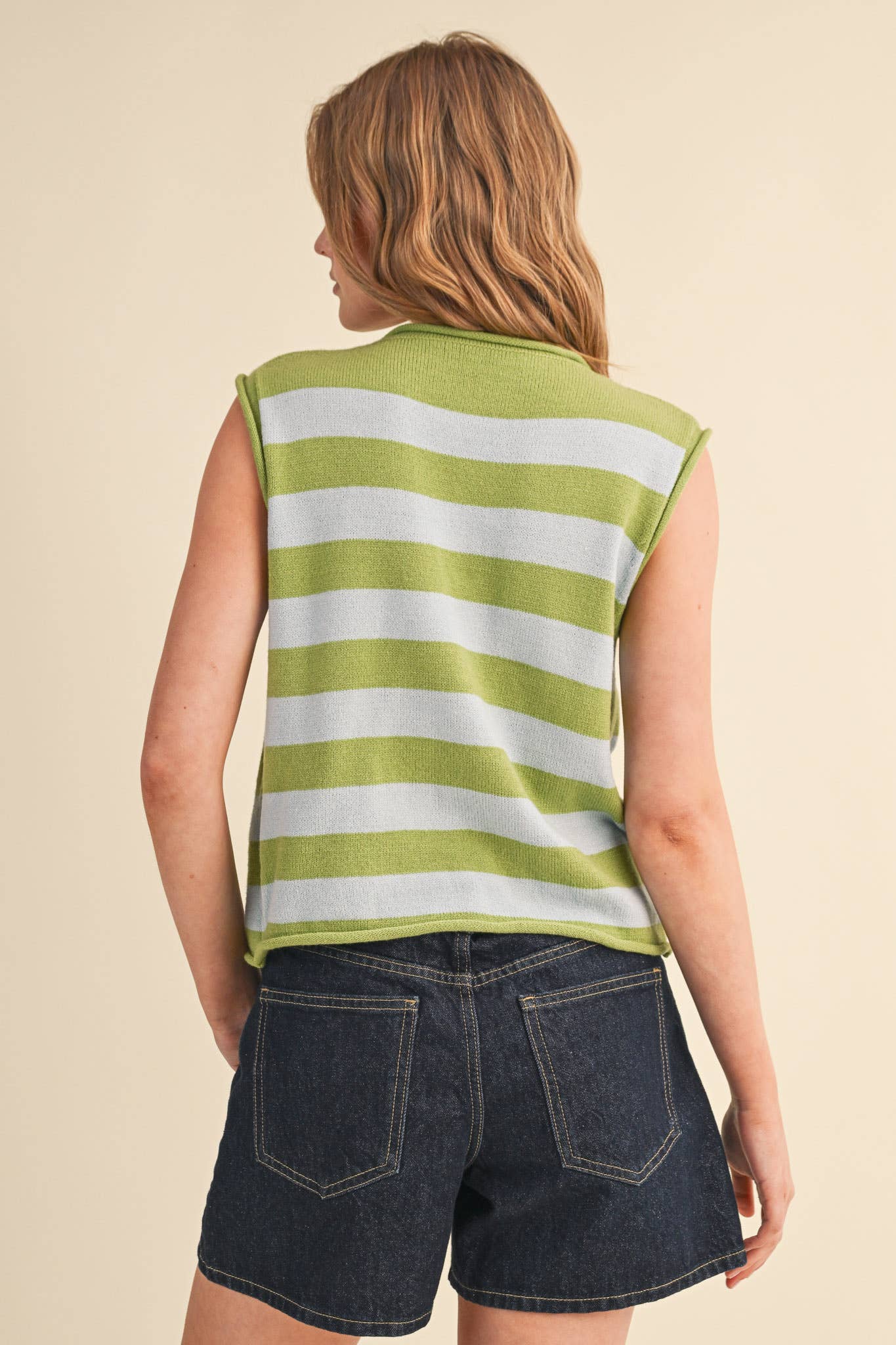 STRIPED KNIT SWEATER VEST