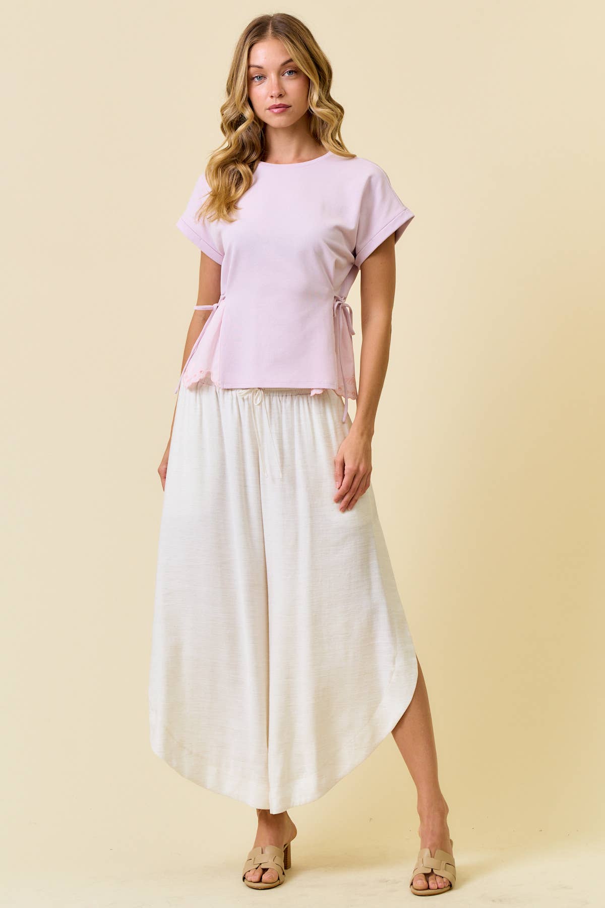 Cotton Lace Mixed Media Lavender Top
