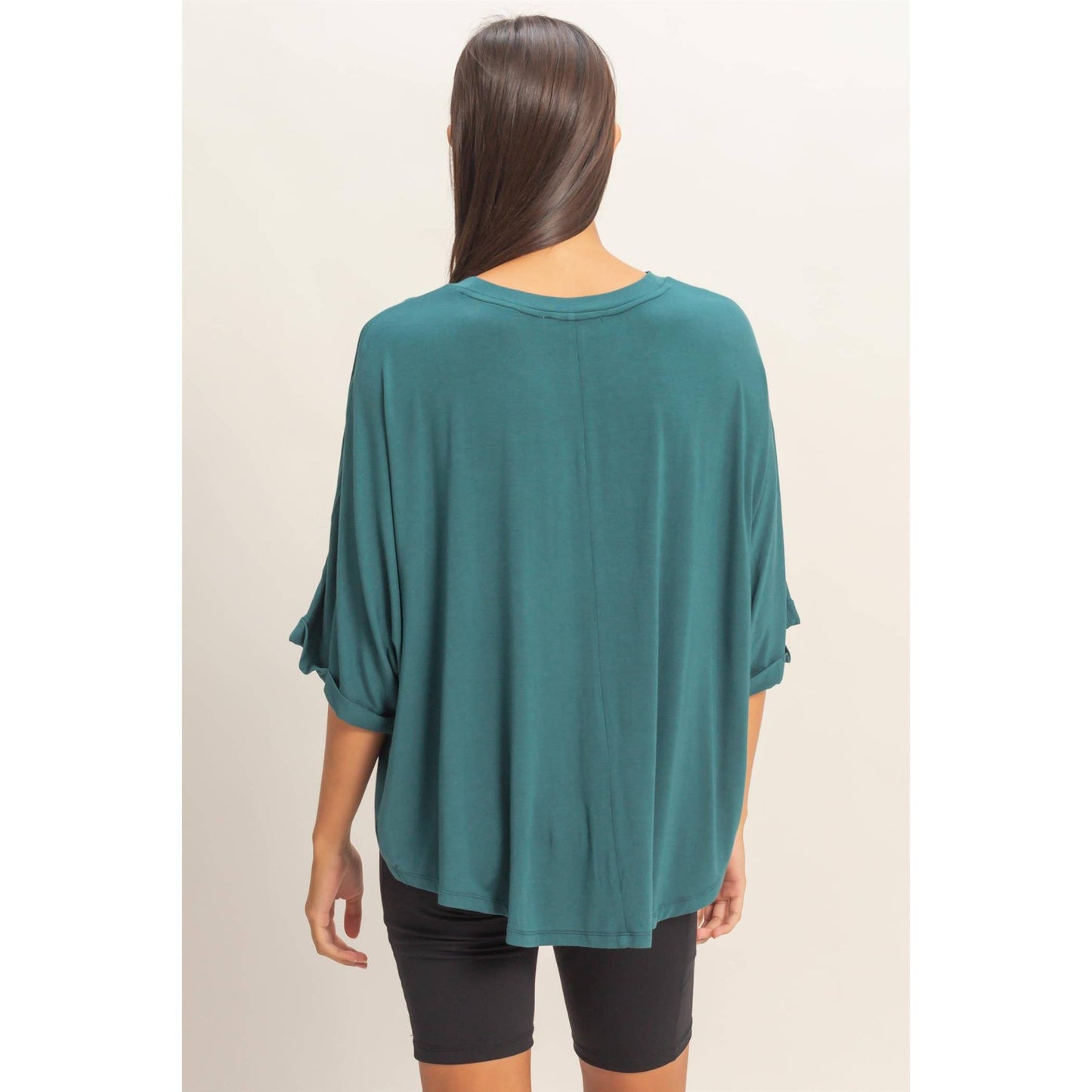 Relaxed High-Low Batwing Sleeve Top
