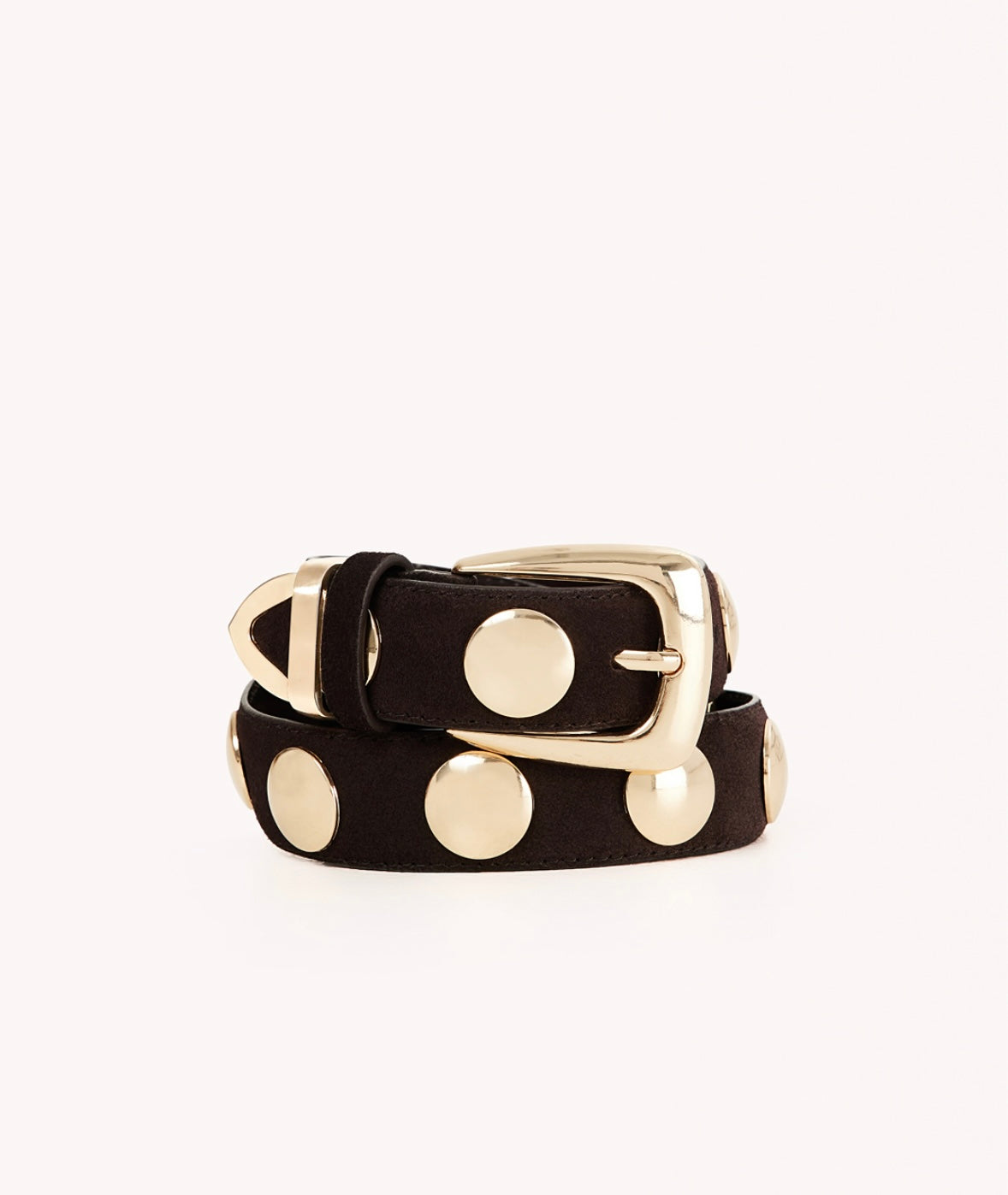 Dark Cacao Suede Gold Belt