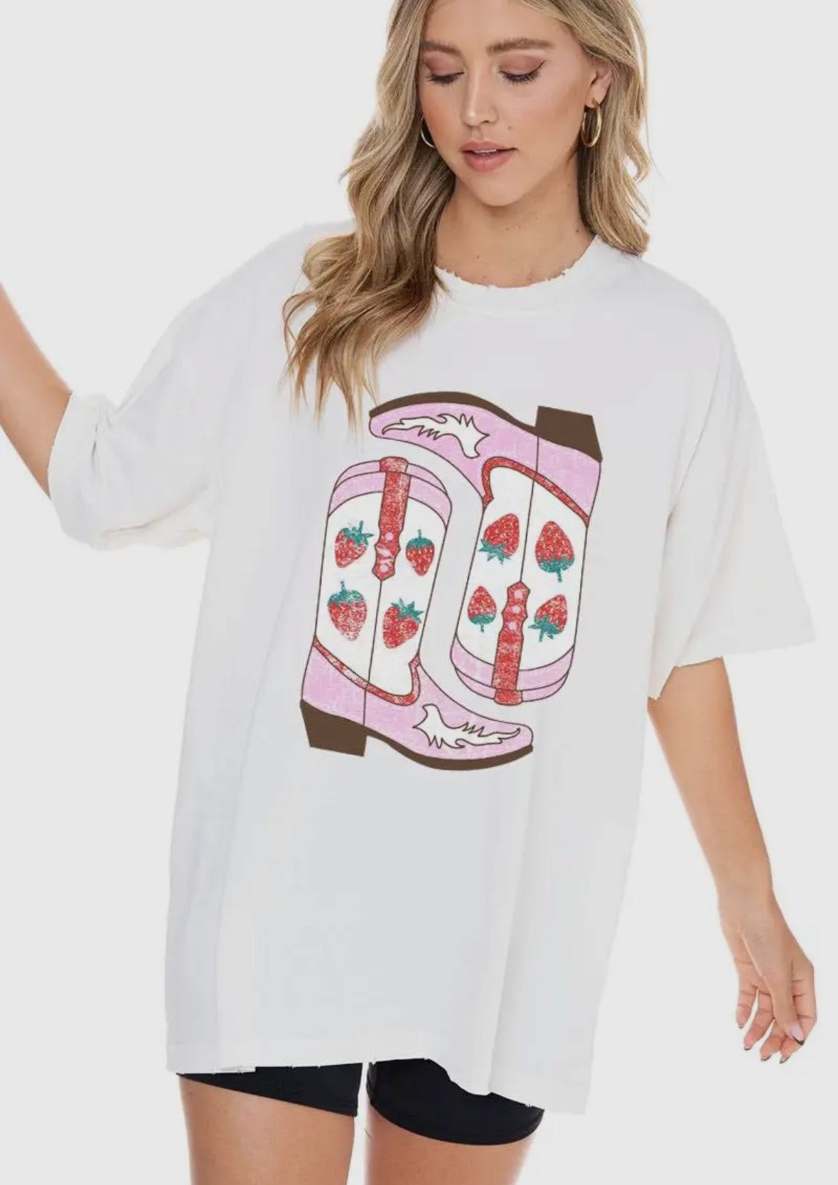 Strawberry Boots Oversized Tee