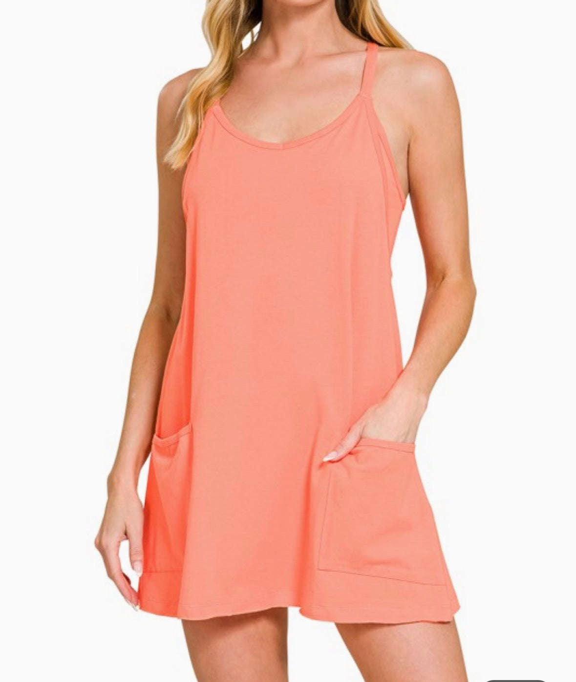 Mini Dress Built in Romper Coral