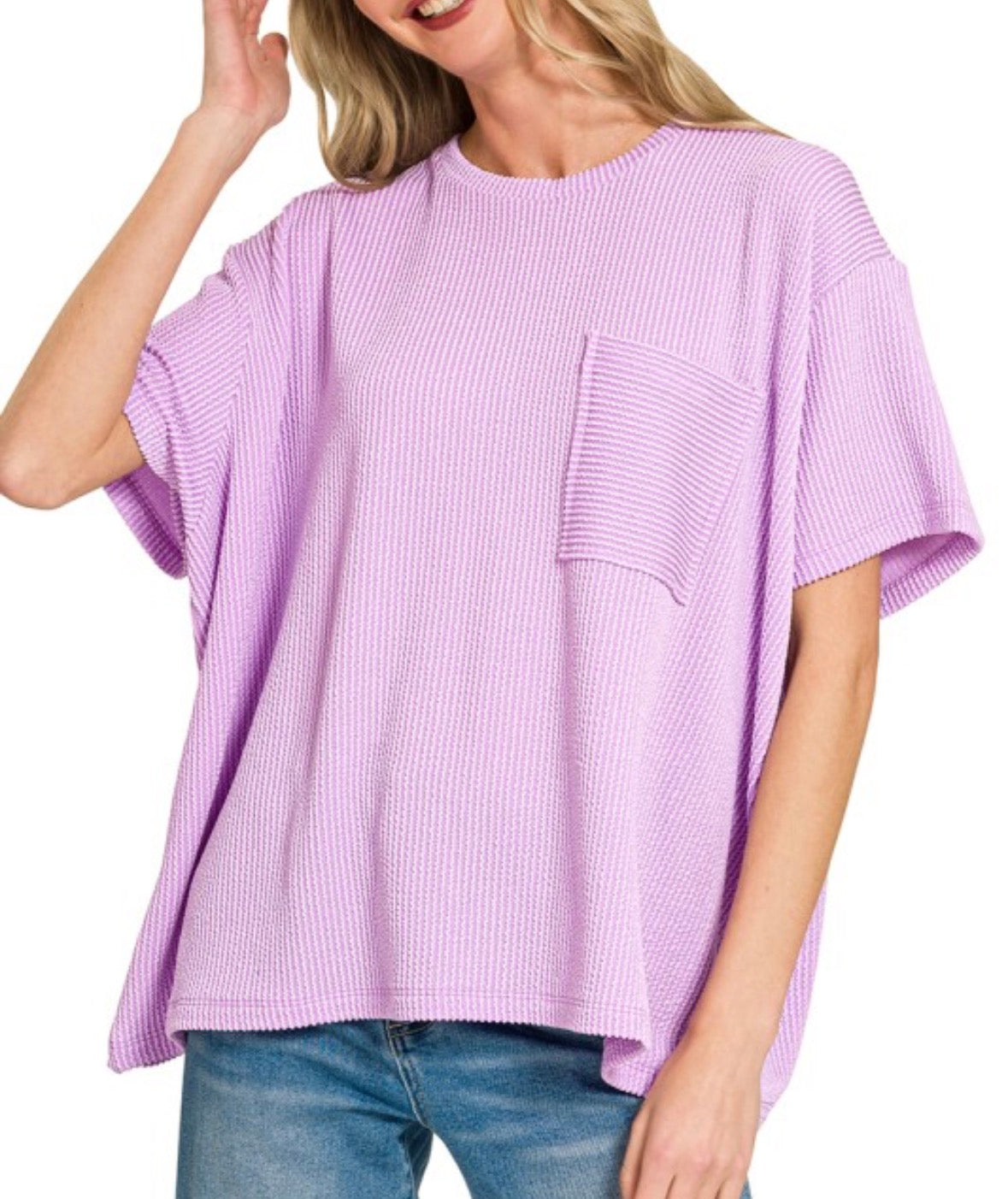 Ribbed Pocket Tee Lavender