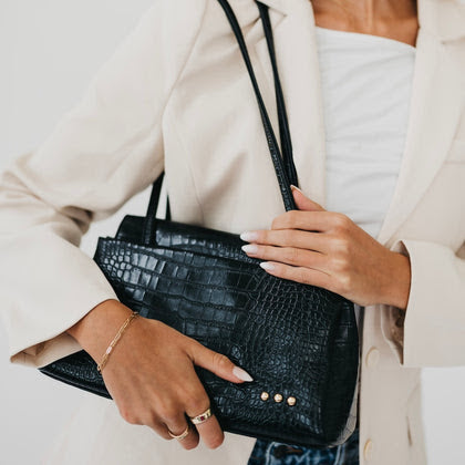 Croc Embossed Shoulder Bag