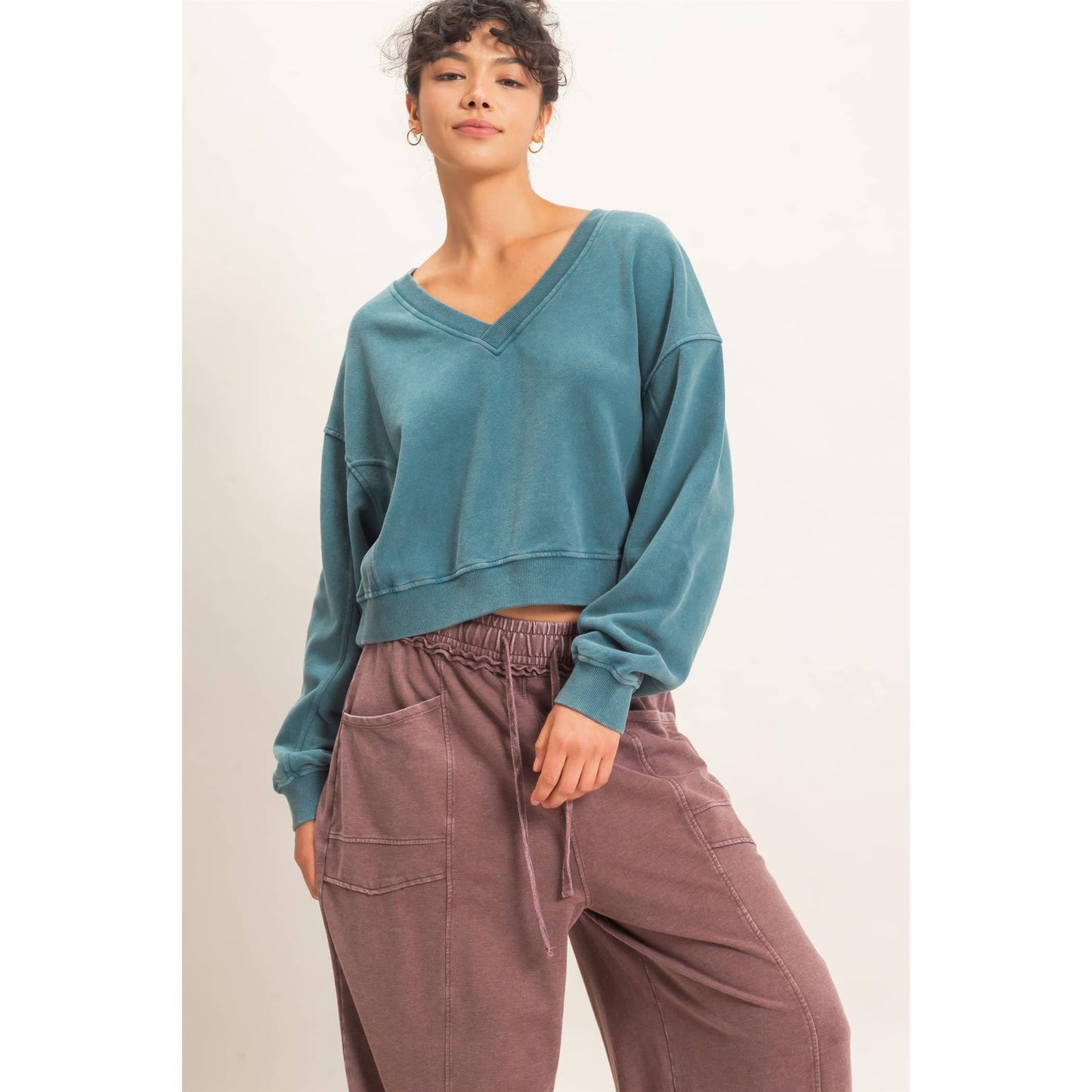 Vneck Sweatshirt Dark Teal