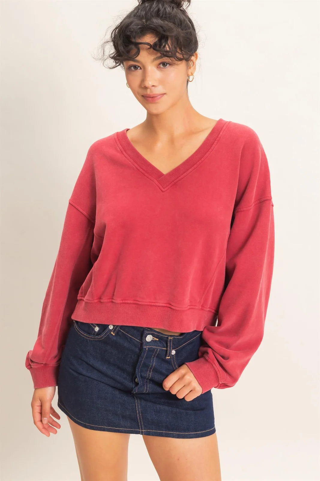 Vneck Sweatshirt Red