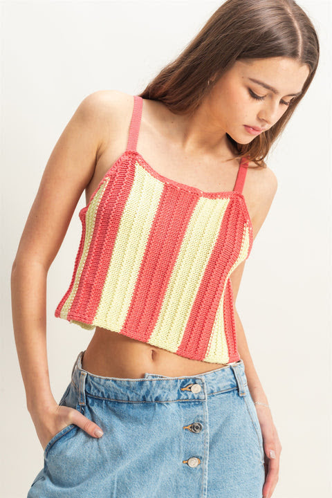 Knit Crop Tank Stawberry/Yellow
