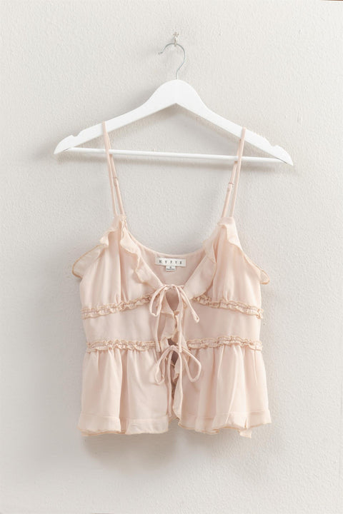 Chiffon Ruffle Tank Champagne