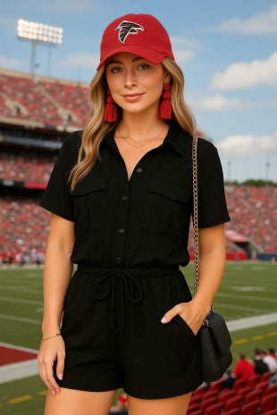 Airflow Button Romper Black