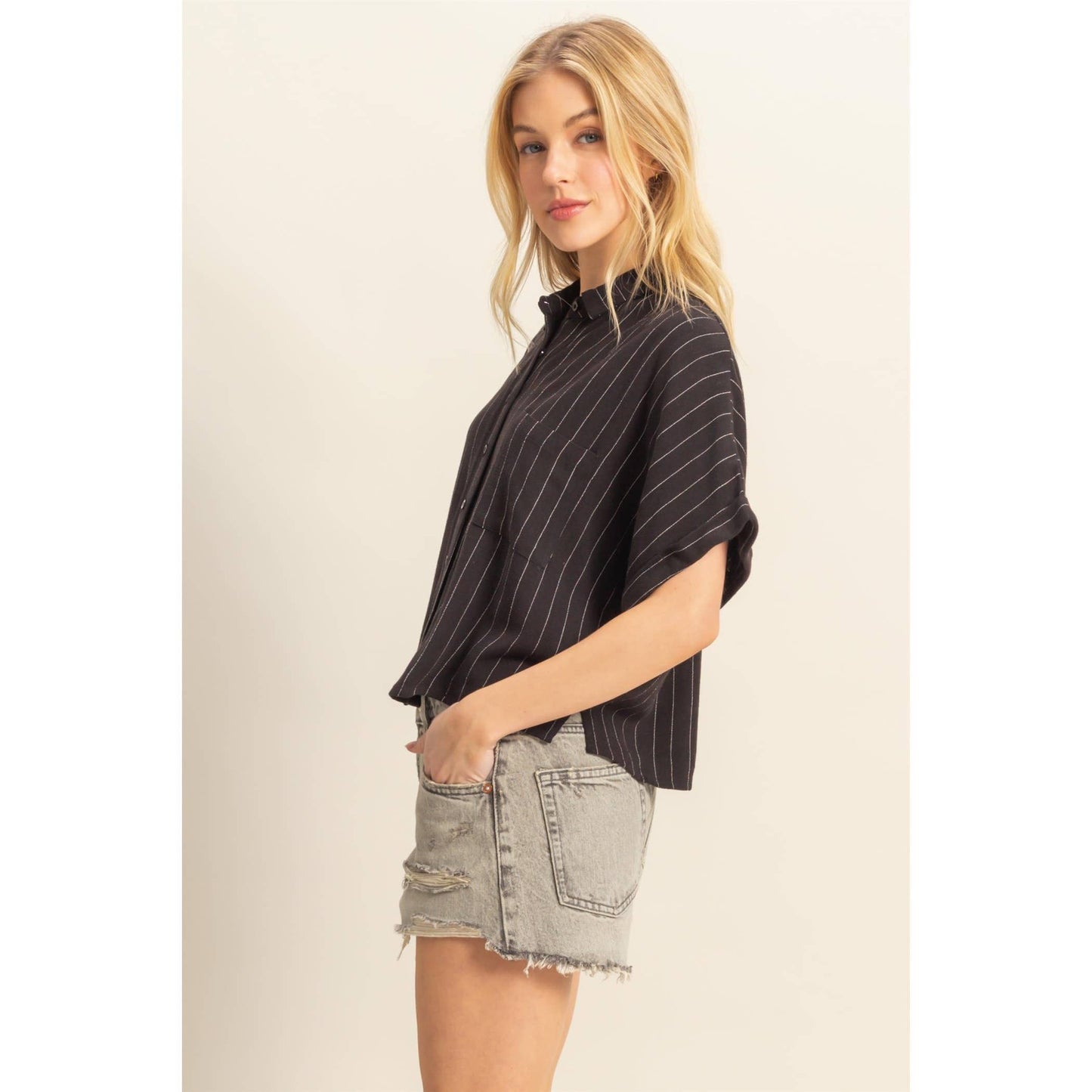 Linen Striped Button Down Shirt