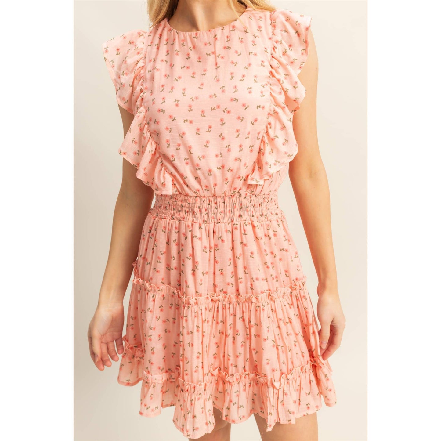 Ditsy Floral Print Ruffle Mini Dress
