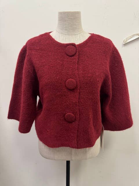Brushed Knit Oversized Button Short-Sleeve Cardigan