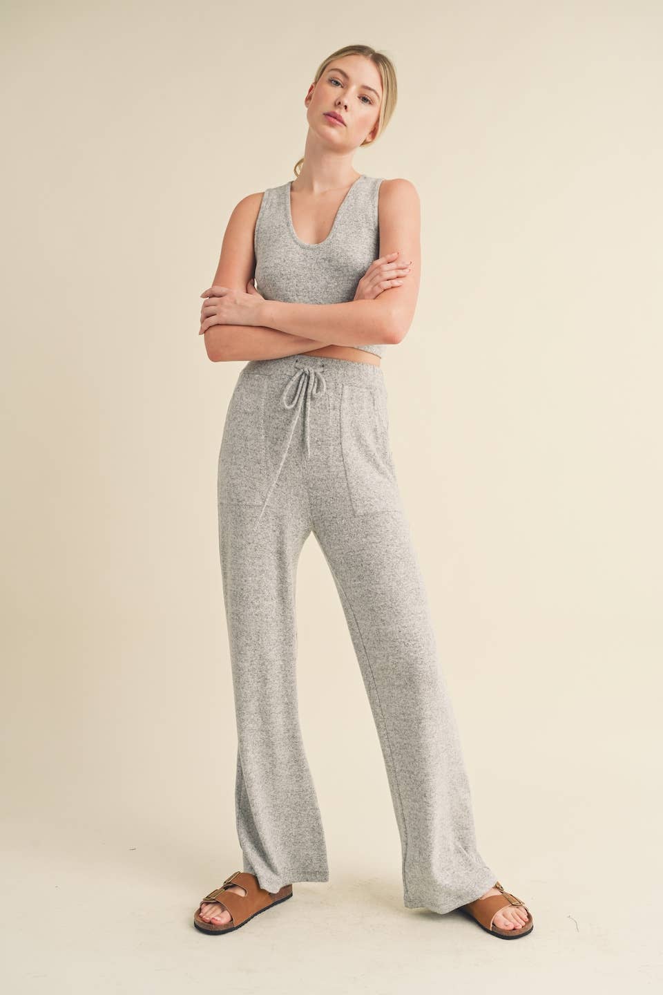 Soft Brushed Hacci Lounge Tank and Pants Set