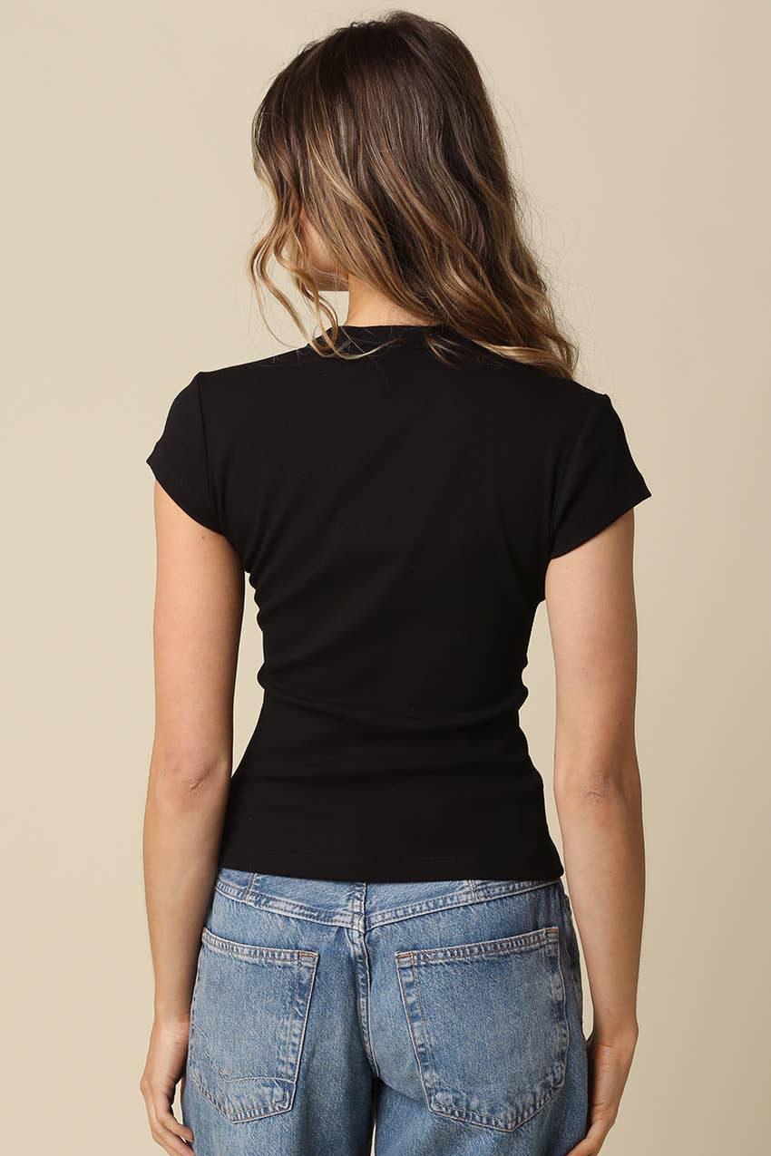 Leslie Sculpt Button-Front Knit Top