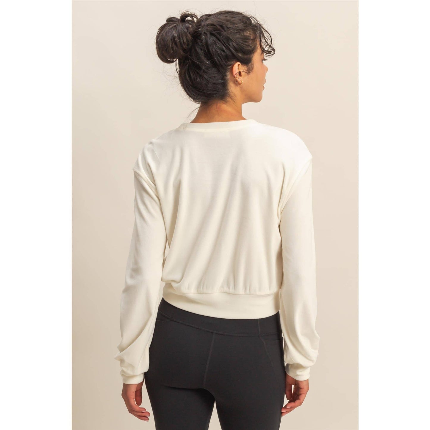 Banded Waist Velour Sweatshirt