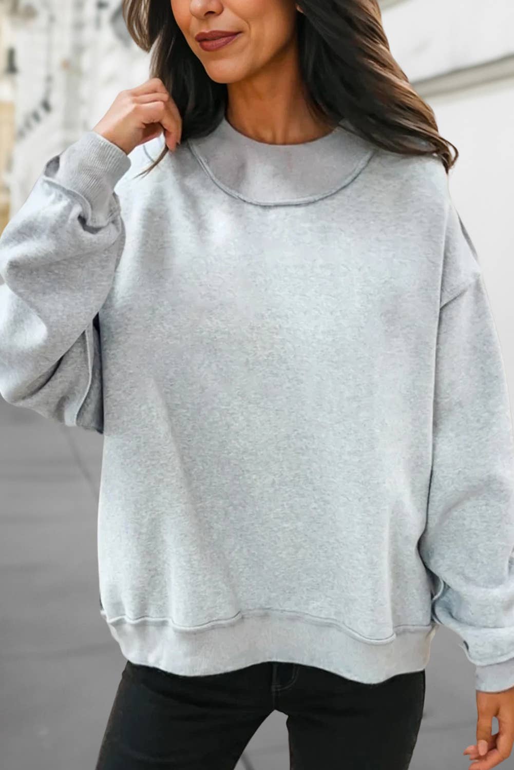 Reversible Oversize Valentine Mock Neck Sweatshirt | S-XL