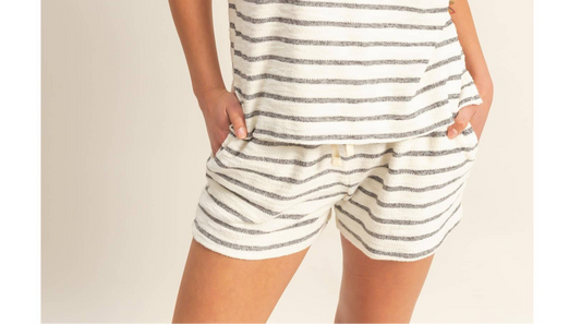 Striped Sleeve Black/Cream Shorts