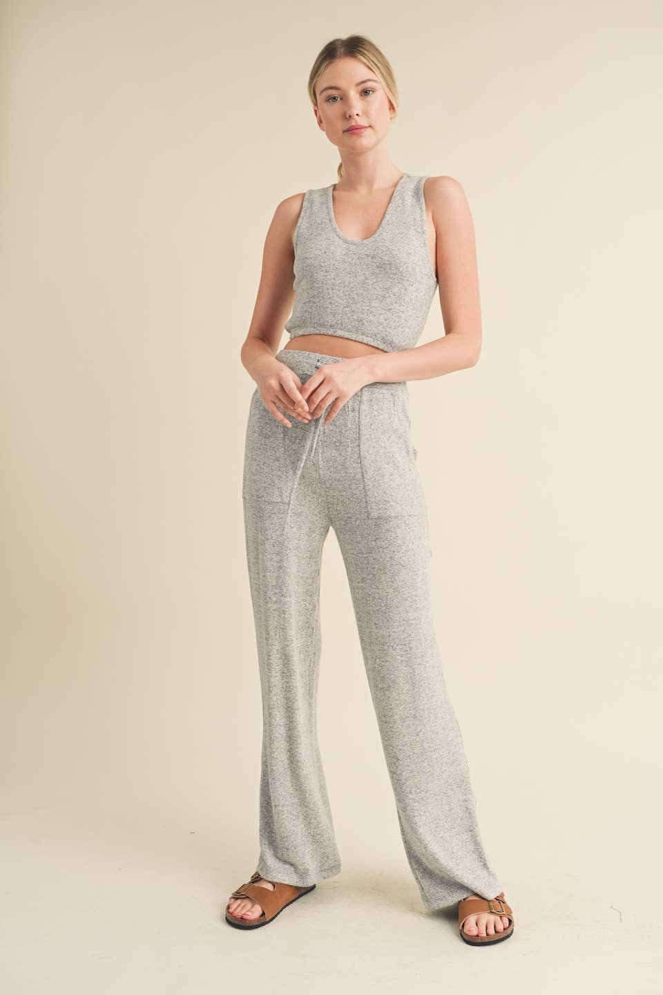 Soft Brushed Hacci Lounge Tank and Pants Set