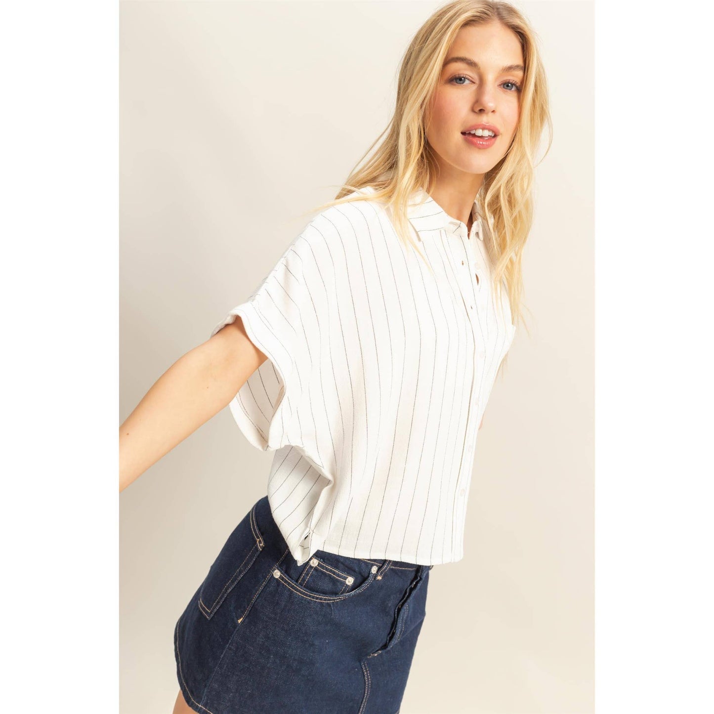 Linen Striped Button Down Shirt