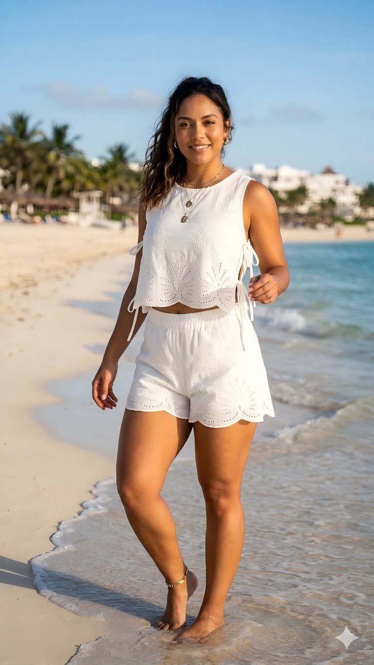 Eyelet Shorts Set
