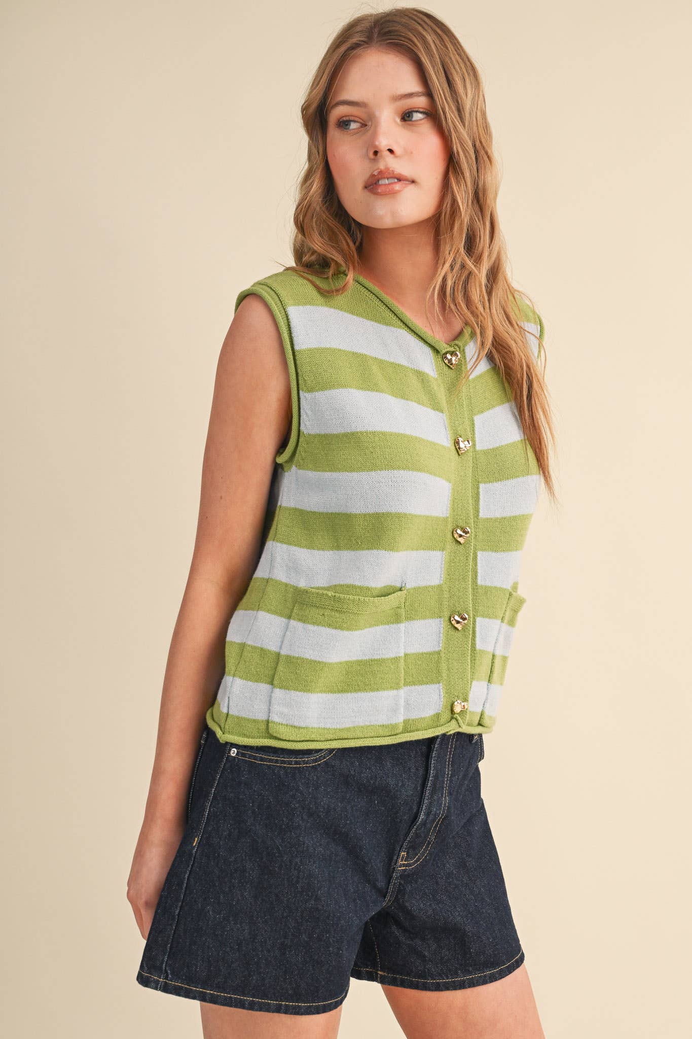 STRIPED KNIT SWEATER VEST