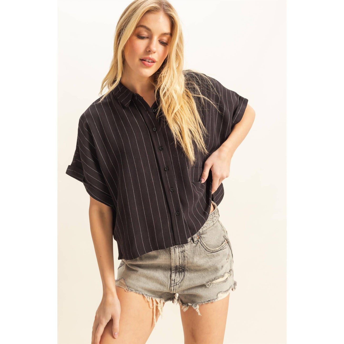 Linen Striped Button Down Shirt