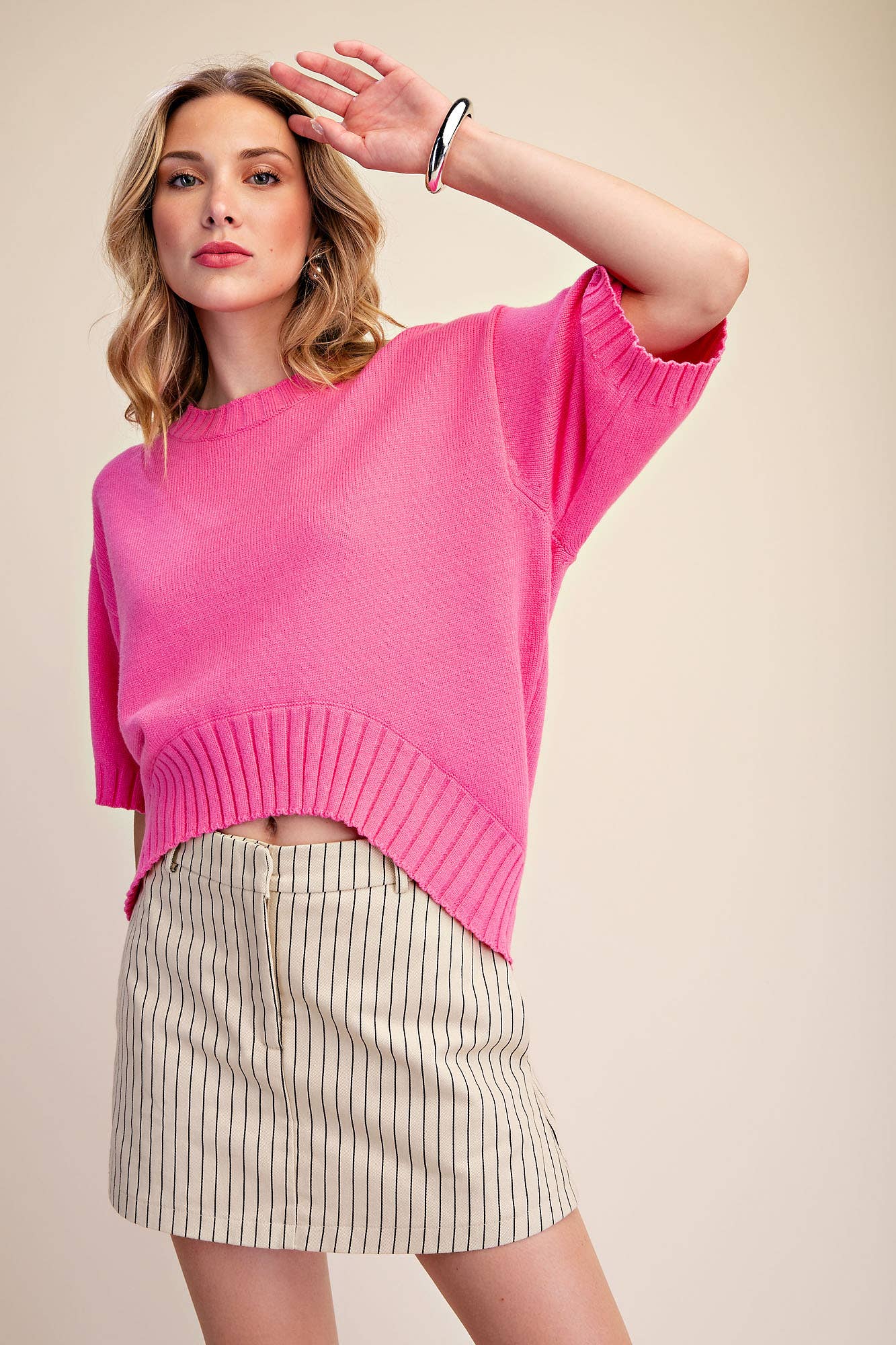 Soft Feel Asymmetric Hem Sweater