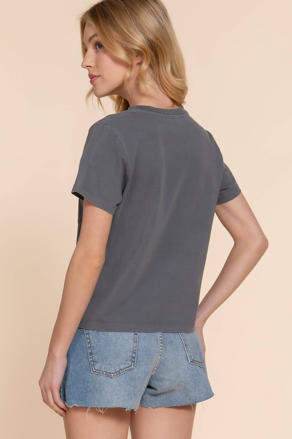Short Sleeve Garment Dye Knit Top