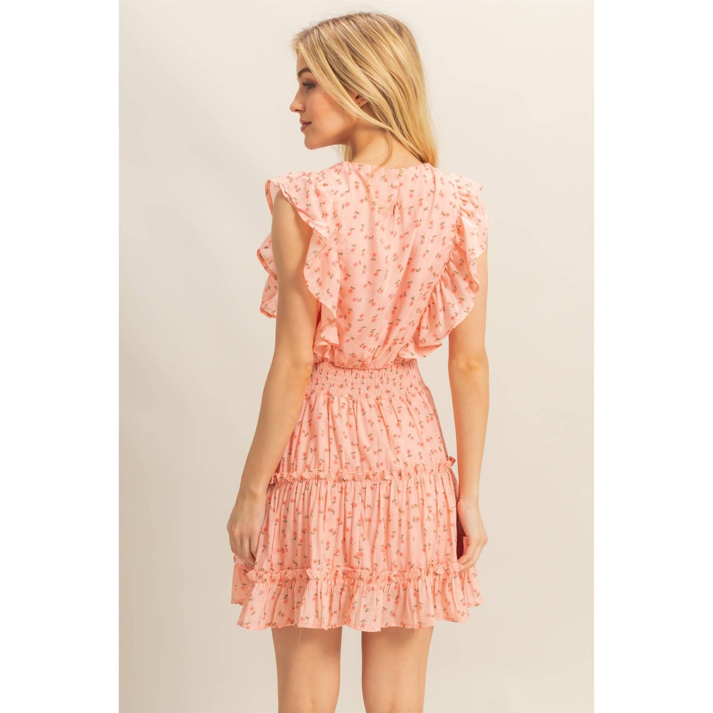 Ditsy Floral Print Ruffle Mini Dress
