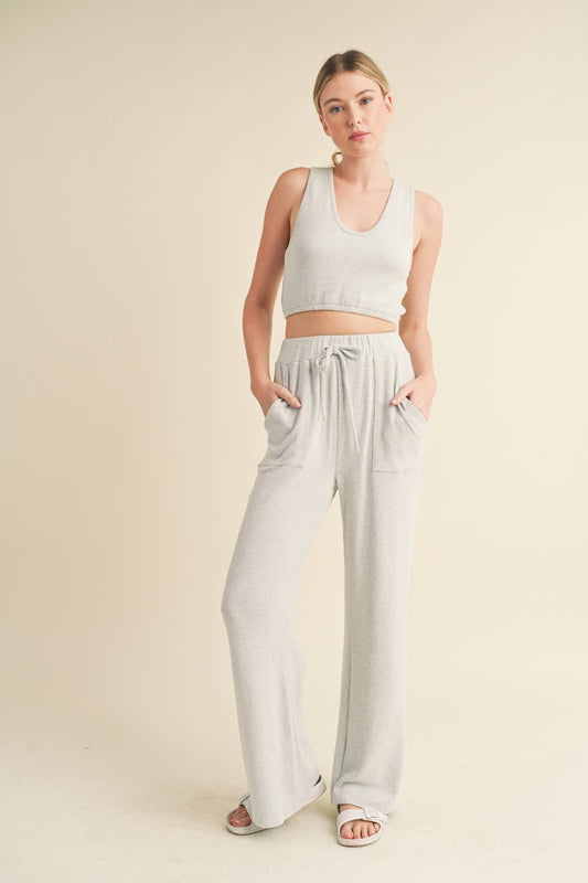Soft Brushed Hacci Lounge Tank and Pants Set