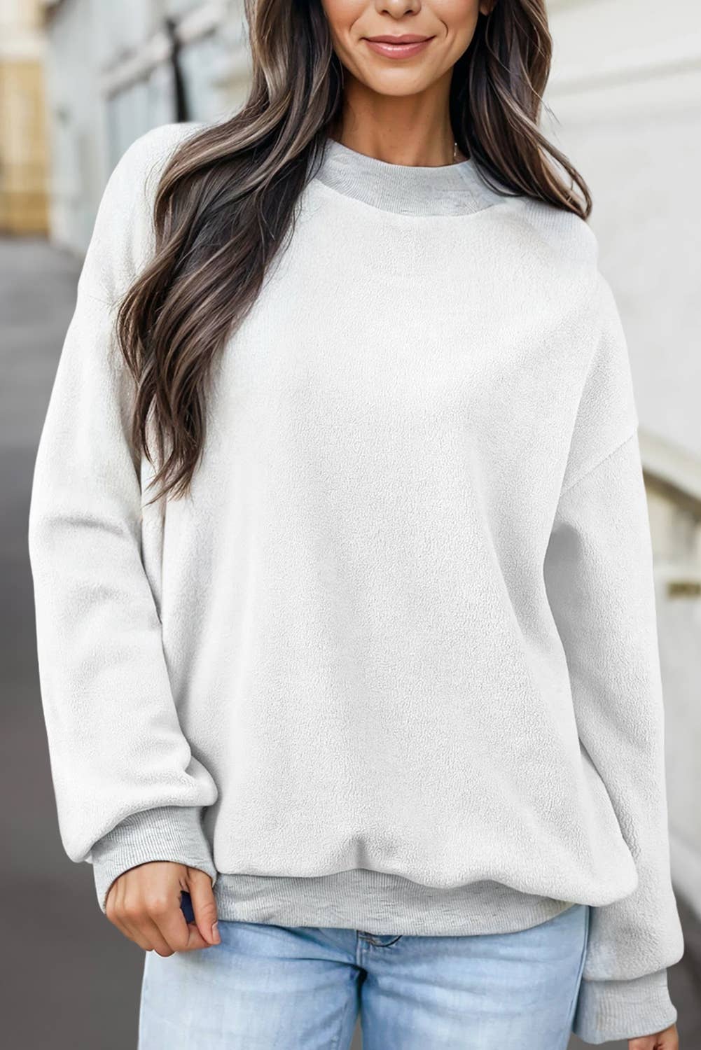 Reversible Oversize Valentine Mock Neck Sweatshirt | S-XL