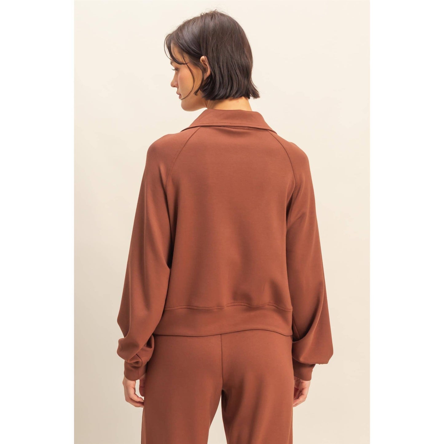 Scuba Half Zip-Up High Neck Collar Sweatshirt