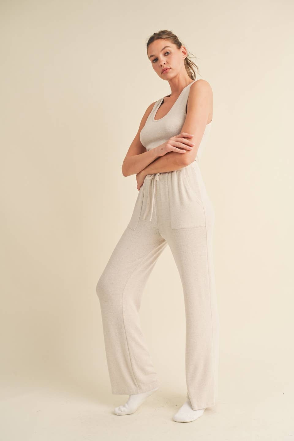 Soft Brushed Hacci Lounge Tank and Pants Set