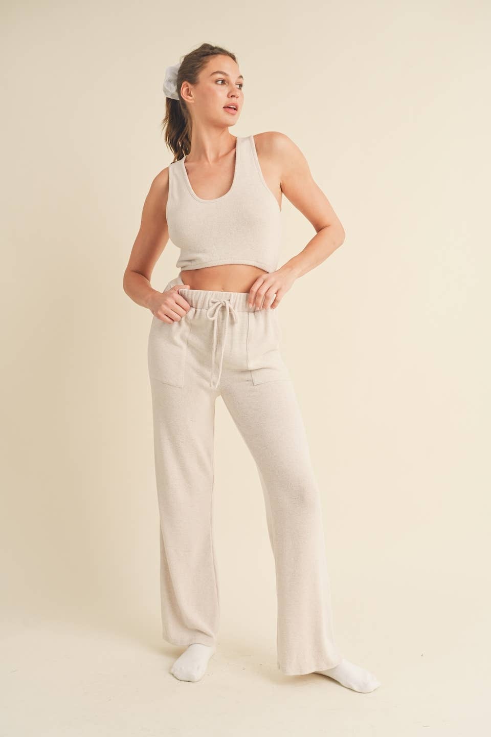 Soft Brushed Hacci Lounge Tank and Pants Set