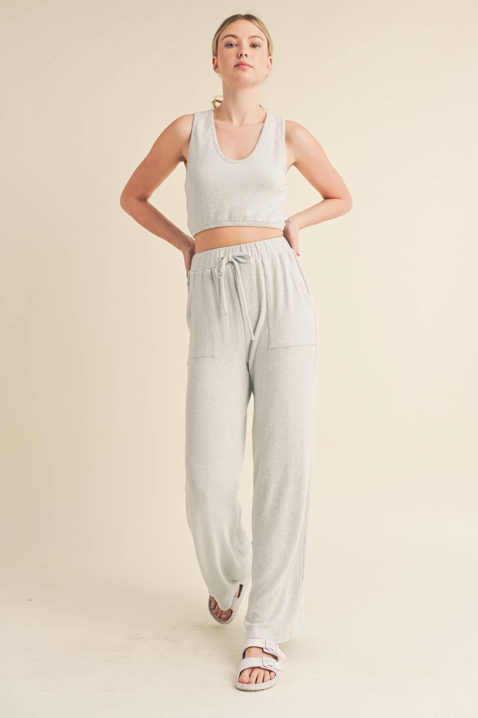 Soft Brushed Hacci Lounge Tank and Pants Set