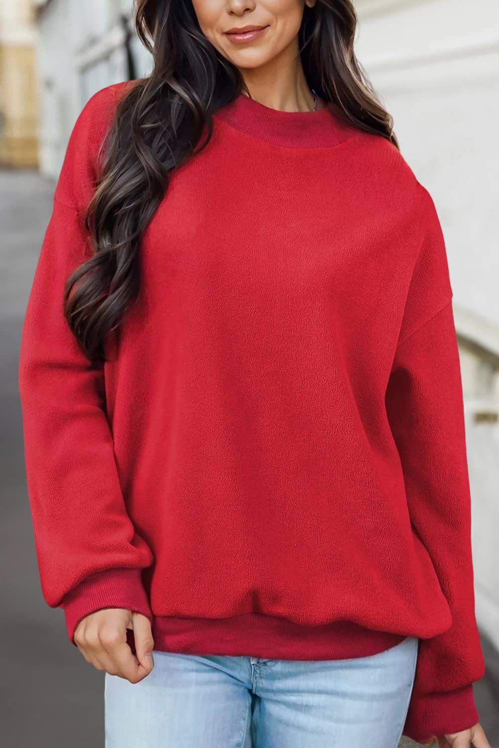Reversible Oversize Valentine Mock Neck Sweatshirt | S-XL