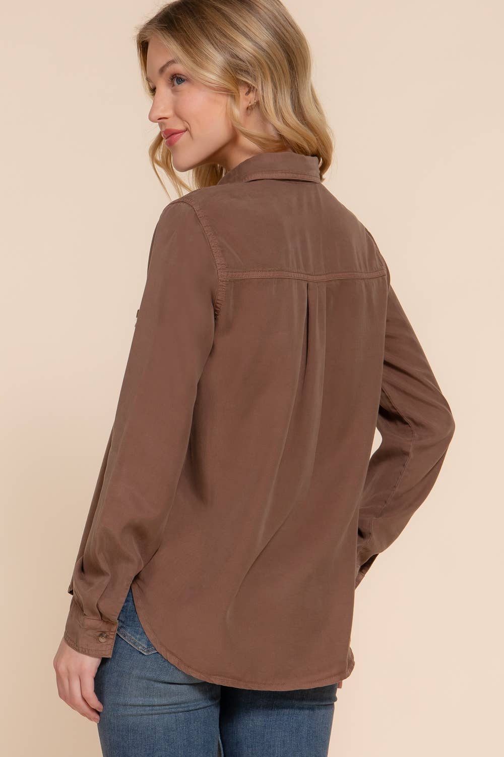 Long Sleeve Color Lyocell Shirt