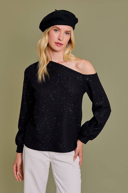 LONG SLEEVE ONE SHOULDER PUNCHINELLA TOP