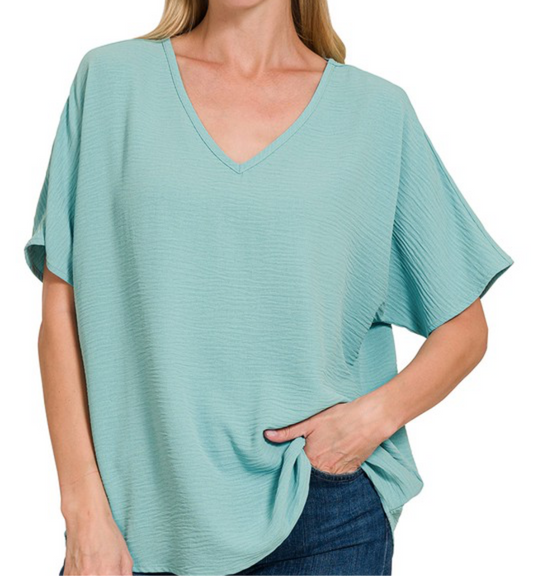 Woven Airflow Vneck Blouse