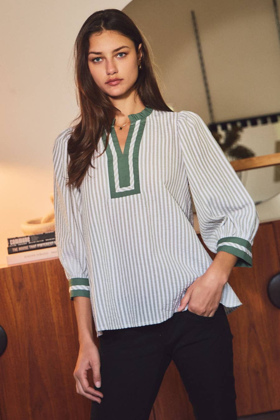Striped Woven Blouse
