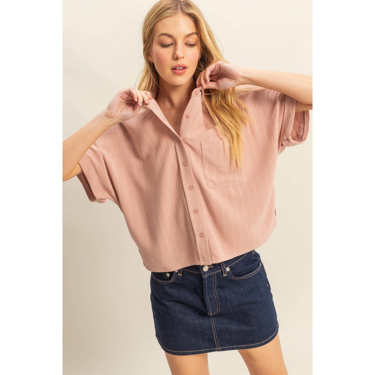 Linen Striped Button Down Shirt