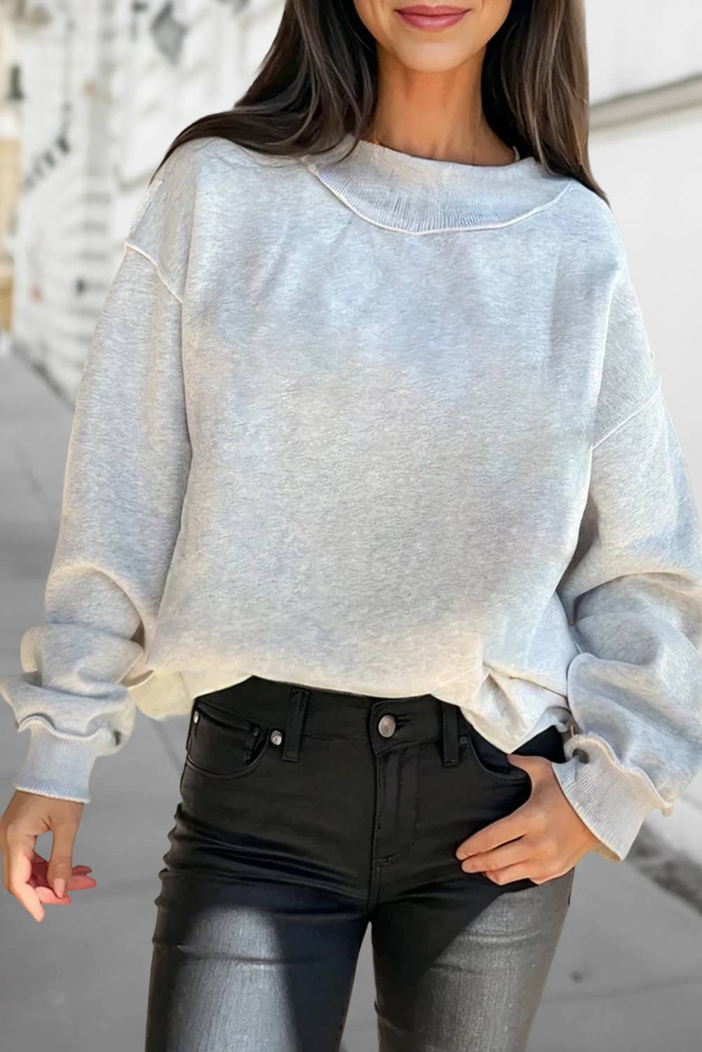 Reversible Oversize Valentine Mock Neck Sweatshirt | S-XL