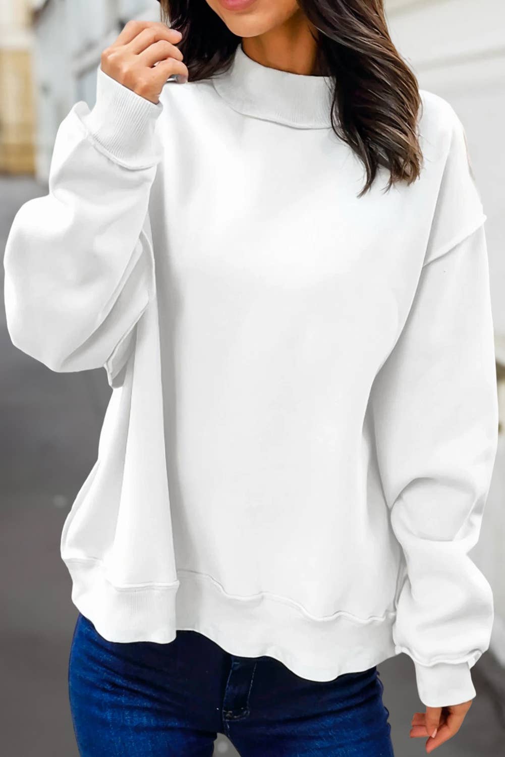 Reversible Oversize Valentine Mock Neck Sweatshirt | S-XL