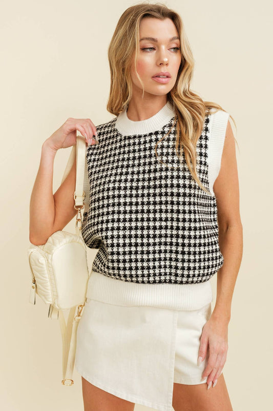HOUNDSTOOTH SWEATER VEST