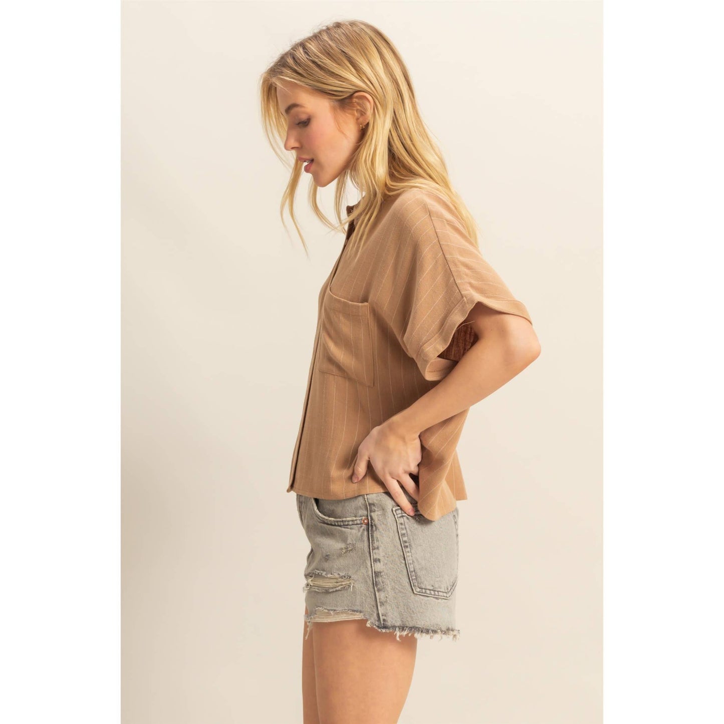 Linen Striped Button Down Shirt